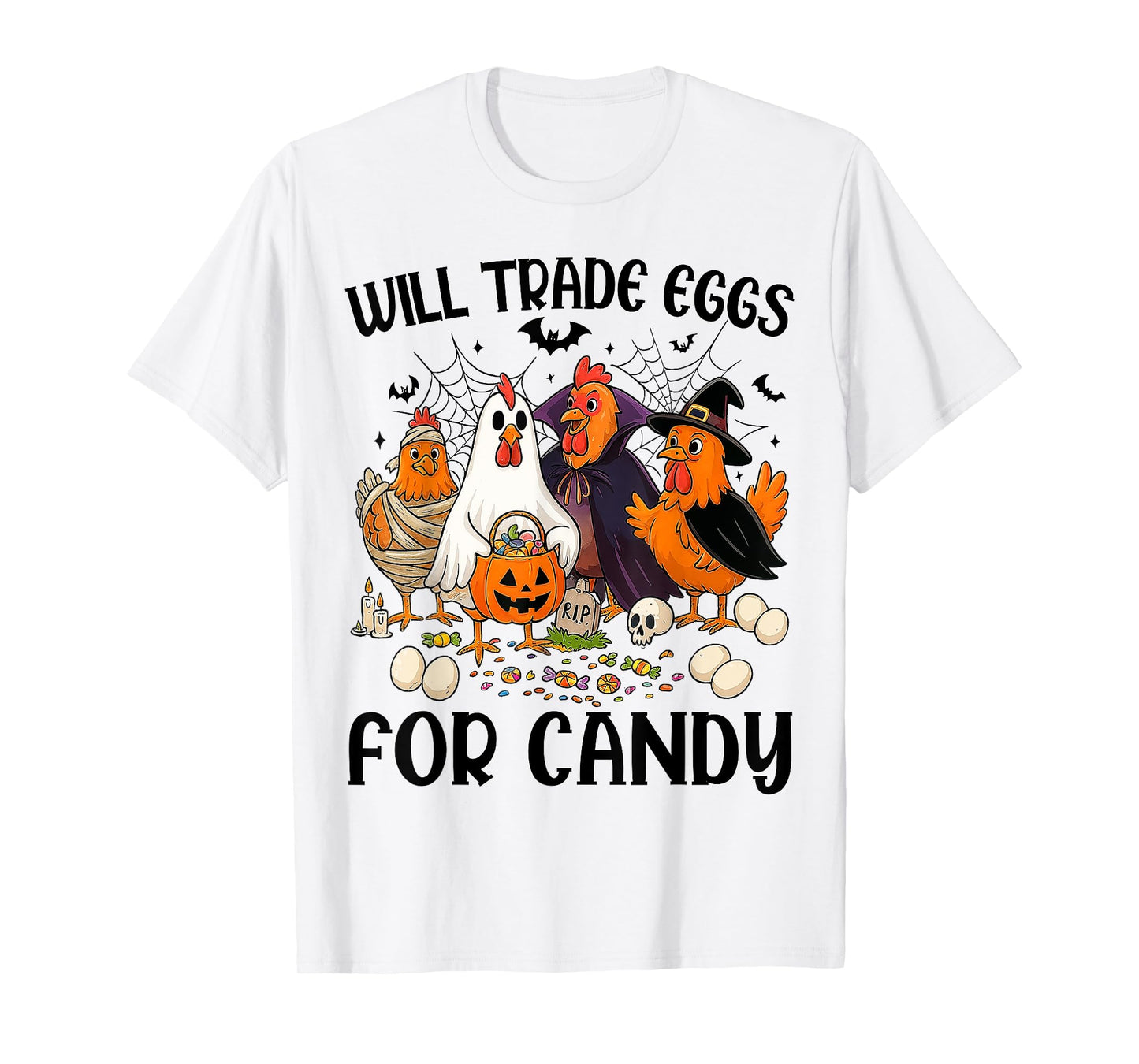 Funny Halloween Chicken Ghost Witch Candy Trick or Treat T-Shirt