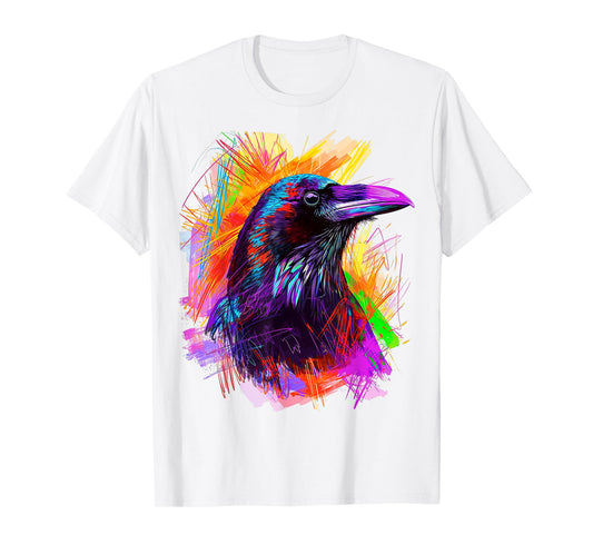 Raven Painting Abstract Animal Art Colorful Graphic Raven T-Shirt
