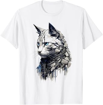 Cat Abstract Pet Drawing Artwork Animal Cat T-Shirt for Men Women Kids