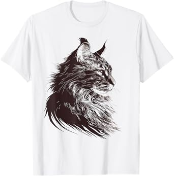 Cat Abstract Motif Drawing Artwork Animal Cat Men Women Kids T-Shirt