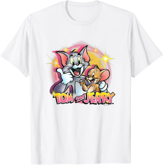 Tom and Jerry Retro Vintage Spray Paint Graffiti Portrait T-Shirt