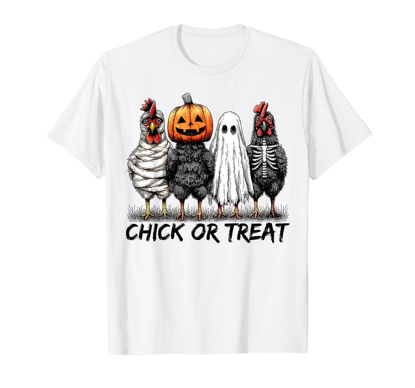 Chick Or Treat Halloween Pumpkin Ghost Spooky Funny Chicken T-Shirt