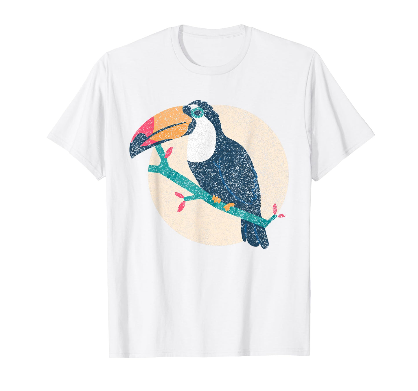 Cool Vintage Distressed Animal T-Shirts Co. - Vintage Distressed Style Toucan T-Shirt - Unisex-Adults - Grey - Small - Short Sleeve - Classic Fit - Cotton 50%, Polyester 50%