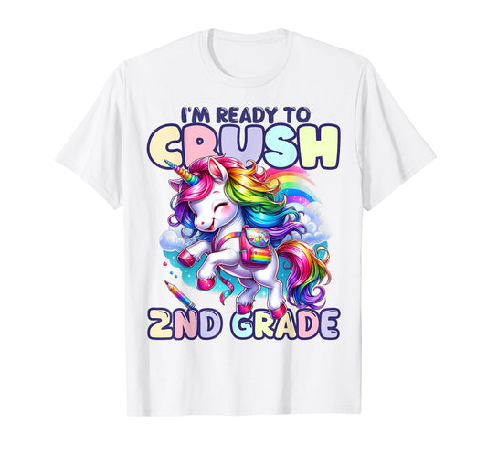 Crush 2nd Grade Girls Back to School Unicorn First Day Cute T-Shirt