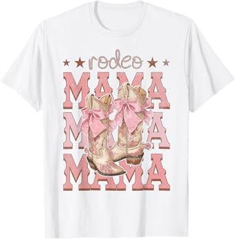 Rodeo Mama Pink Boots Coquette Cow-Girl Birthday Party T-Shirt