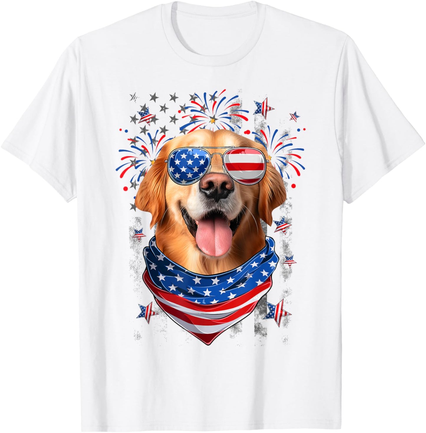Golden Retriever Dog USA Flag Independence Day 4th Of July T-Shirt