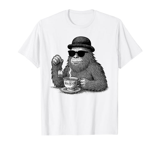 Tea | Cool Bigfoot with Sunglasses & Teacup, Funny Tea T-Shirt