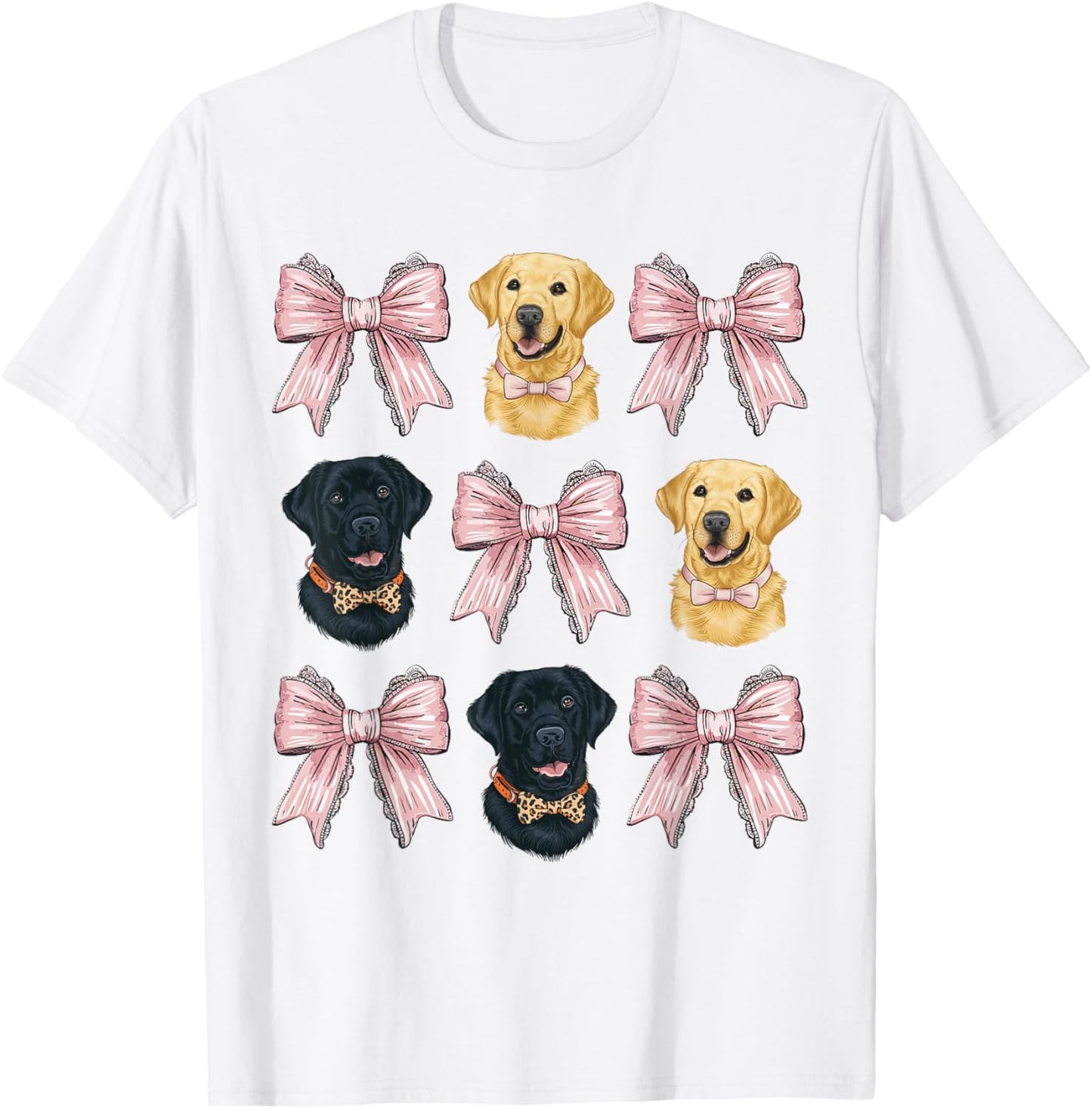 Pink Bow Coquette Yellow Black Labrador Retriever Dog Lover T-Shirt