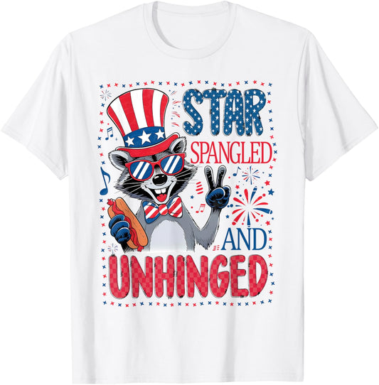 Star Spangled And Unhinged Raccoon 4th Of July Patriotic USA T-Shirt