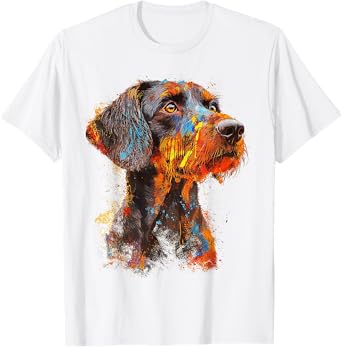 German Wirehaired Pointer Dog Motif Pet Artwork T-Shirt