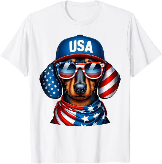 Dachshund Dog USA Flag Patriotic Dachshund Fourth of july T-Shirt