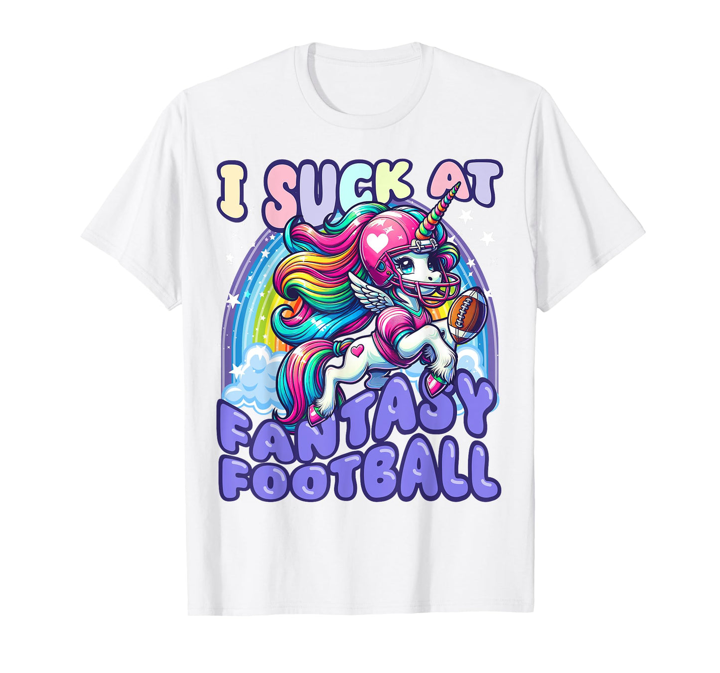 I Suck at Fantasy Football Unicorn Rainbow Loser Men T-Shirt