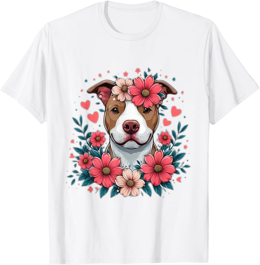 Pitbull Love / Pitbull Dog Flowers / Funny Pitbull T-Shirt