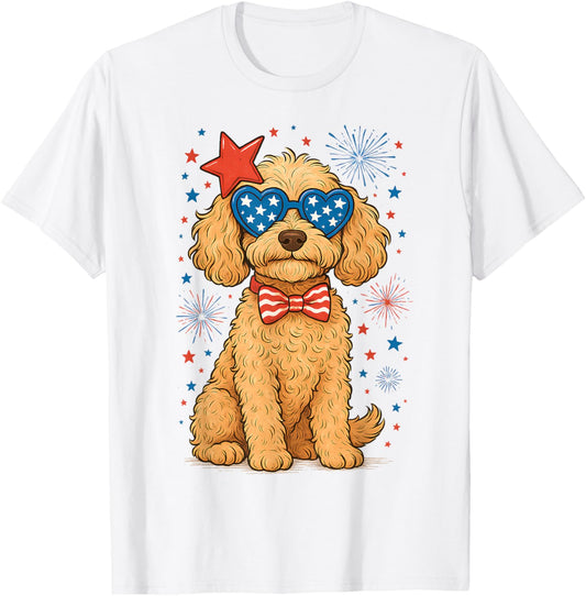 Goldendoodle Patriotic 4th of July Dog USA Dog T-Shirt