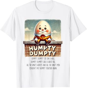 Humpty Dumpty Kids Nursery Rhyme Retro Humpty Dumpty Poem T-Shirt