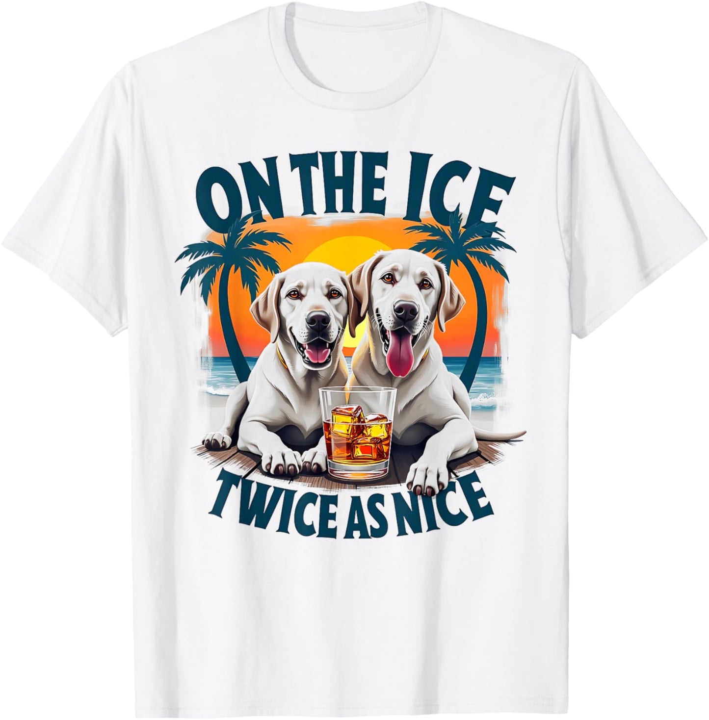 Labrador Retriever Dog Beach Vibes Tropical Sunset Design T-Shirt