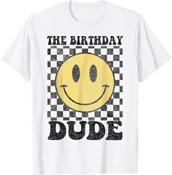 The Birthday Dude Happy Face 1st Birthday Party Matching T-Shirt