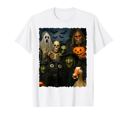 Ghost Bats Goose Bigfoot Alien Funny Cat Skeleton Witch 2025 T-Shirt