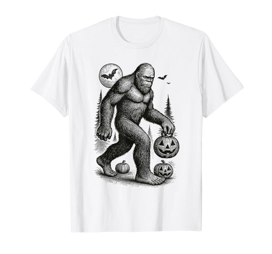 Halloween Bigfoot Sasquatch in The Forest Jack-O-Lantern Men T-Shirt