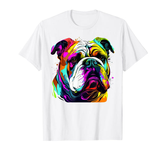 Cute English Bulldog Colorful Tee For English Bulldog Mom Men Women T-Shirt