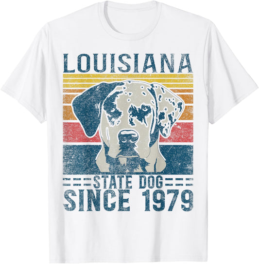 Louisiana Catahoula Leopard Dog US State Dog Fan Lover Retro T-Shirt