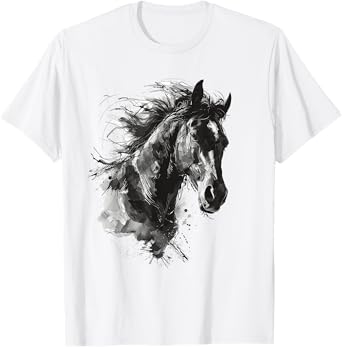 Horse Animal Print Zoo Abstract Illustration Drawing Horse T-Shirt