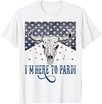 I'm Here to Pardi Vintage Retro Western Bull-Skull T-Shirt