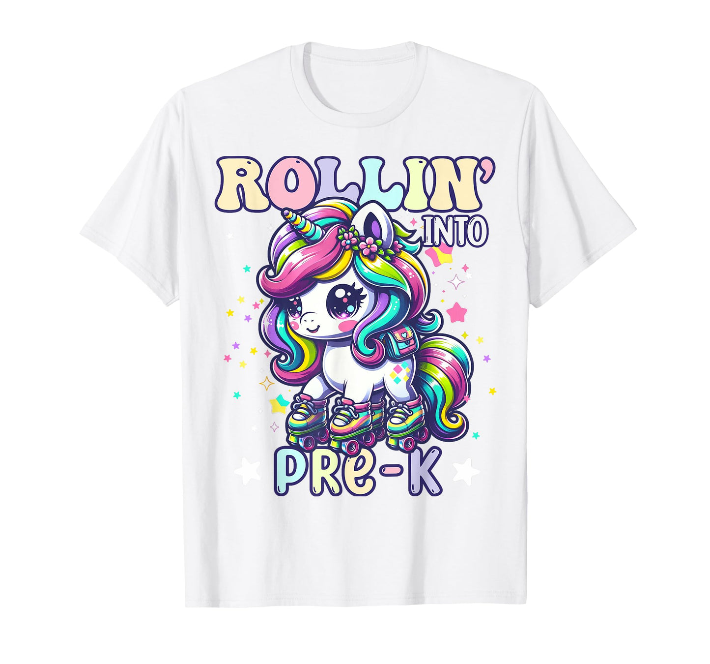 Pre-K Back To School First Day Girl Preschool Rollin Unicorn T-Shirt