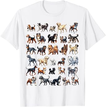Types Of Dogs Breeds Chart Educational Canine Enthusiast T-Shirt