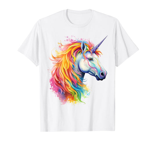 Unicorn Colorful Motif Abstract Portrait Unicorn T-Shirt
