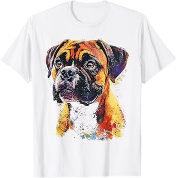 Boxer Dog Motif Pet Art Boxer T-Shirt for Men Women Kids