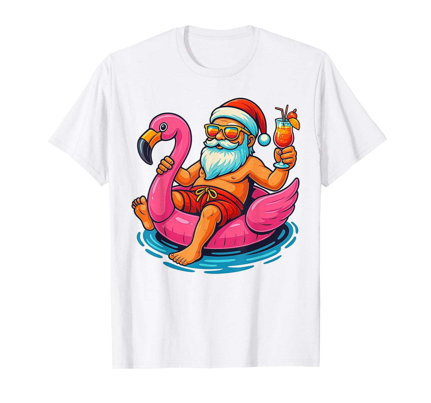 Christmas In July Shirt Boys Kids Santa Flamingo Summer Xmas T-Shirt