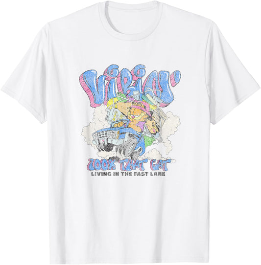 Garfield Vibin' 100% That Cat Distressed Retro Cruising Logo T-Shirt