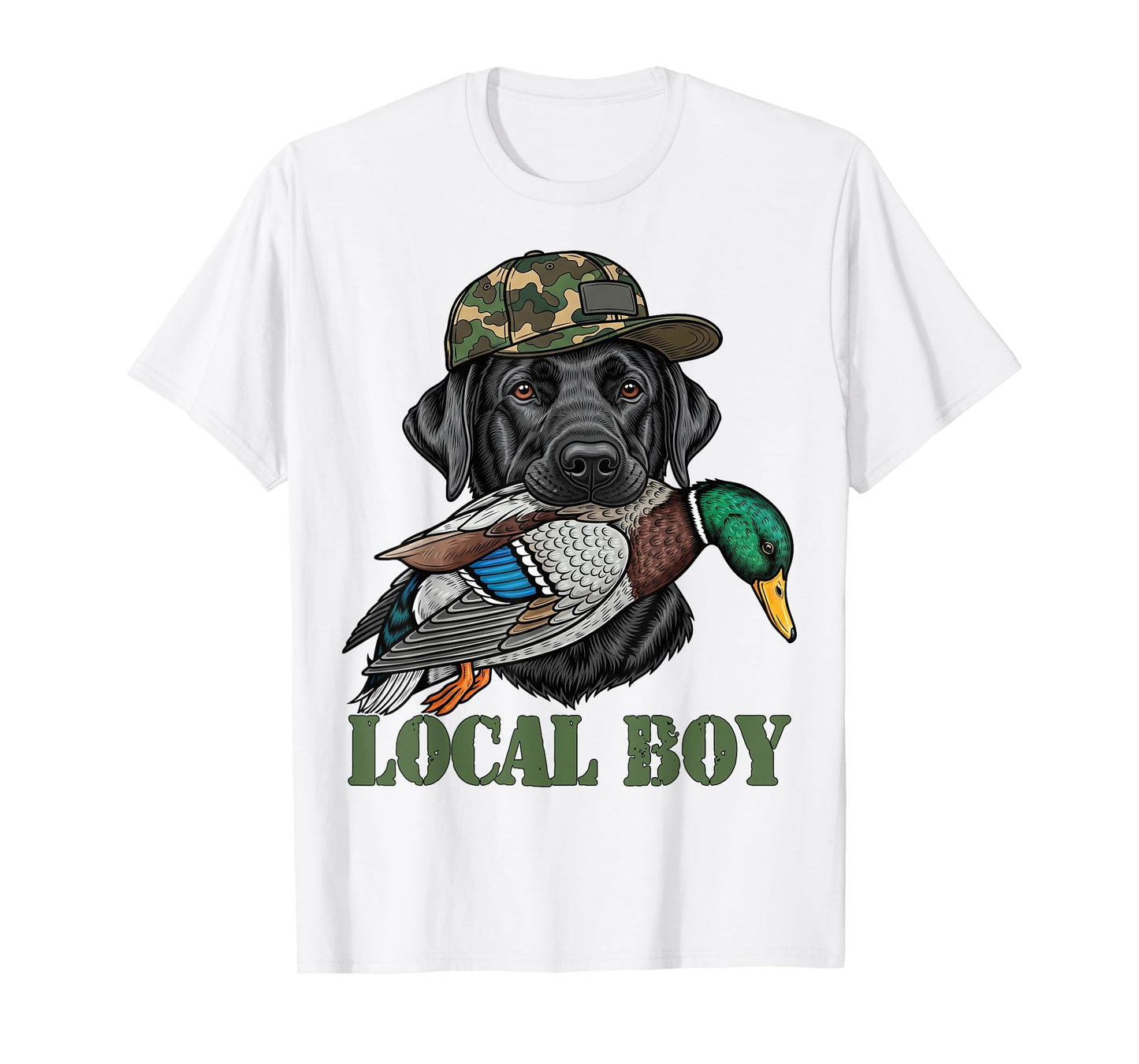 Local Boy Duck Hunting Black Lab Labrador Retriever Dog T-Shirt