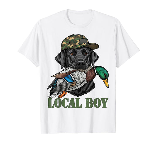 Local Boy Duck Hunting Black Lab Labrador Retriever Dog T-Shirt