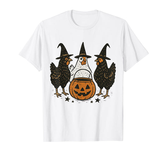 Chicken Halloween Costume Spooky Season Funny Chickens Witch T-Shirt
