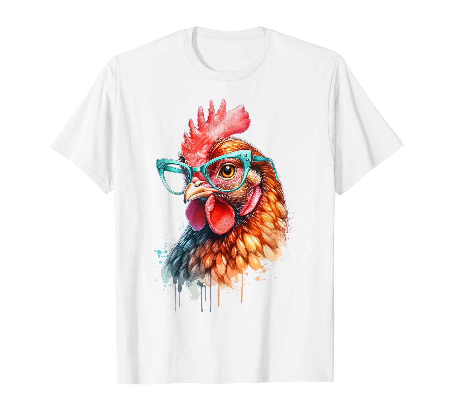 Chicken Funny Eyeglasses Cute Graphic Women Chicken Lover T-Shirt