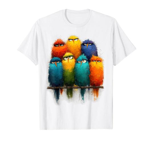 Funny Colorful Bird Art Crazy Birds Family T-Shirt