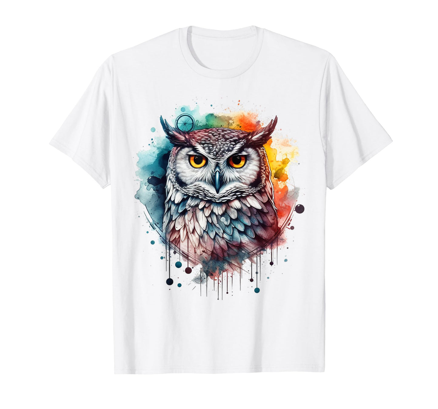 Owl artwork, colourful animal lovers, bird art, animal owl T-Shirt