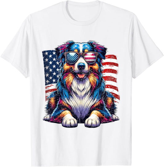 Vintage Awesome Australian Shepherd 4th Of July US American T-Shirt