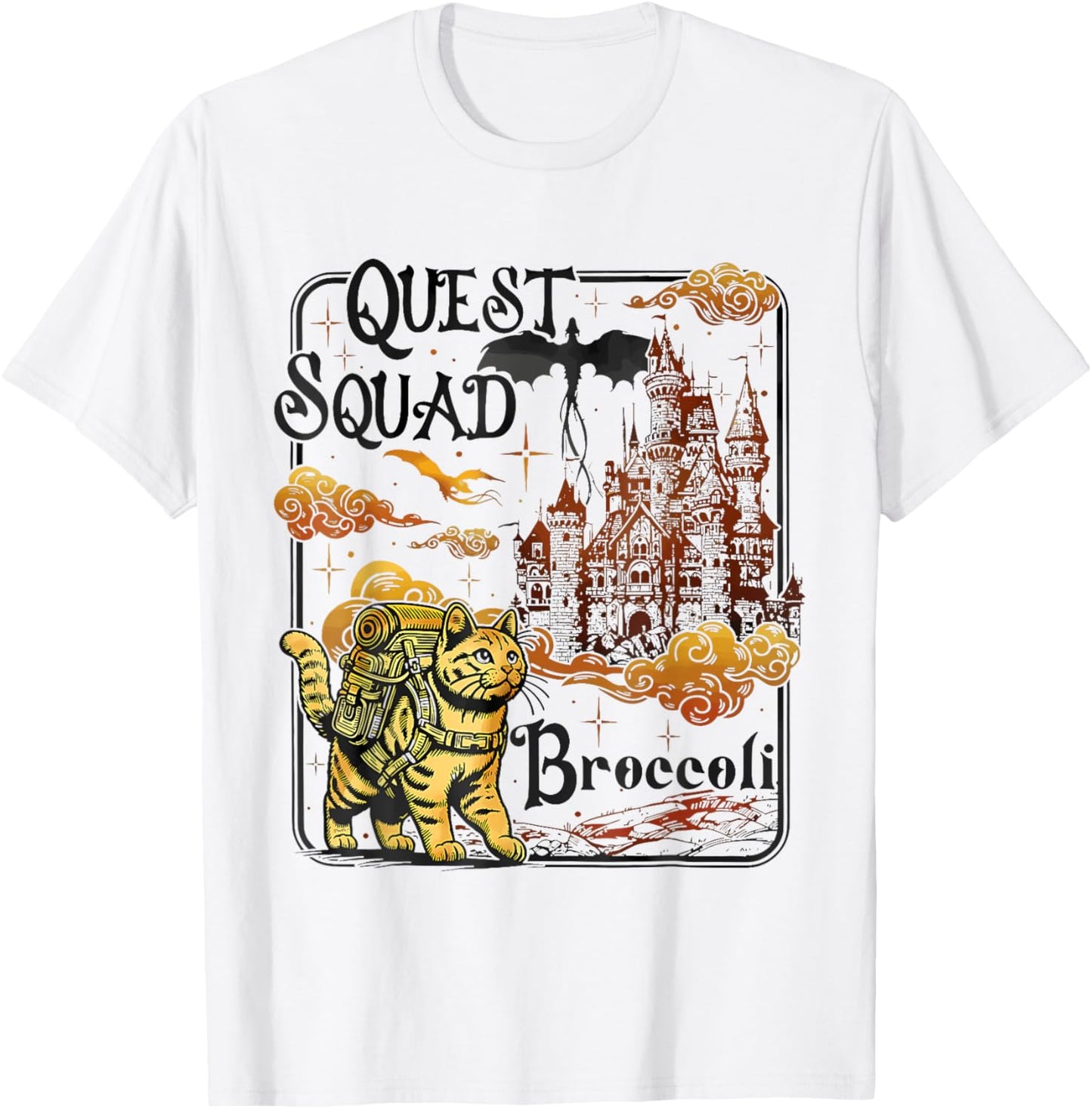 Quest Fantasy Squad Broccoli Funny Cat T-Shirt
