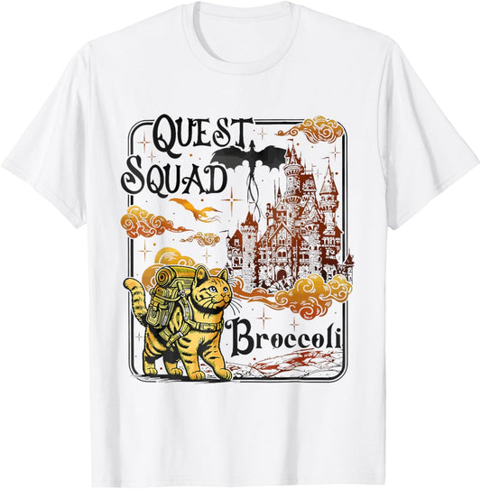 Quest Fantasy Squad Broccoli Funny Cat T-Shirt