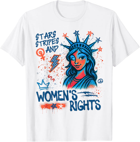 Stars Stripes & Womens Rights 4th Of July Retro American USA T-Shirt
