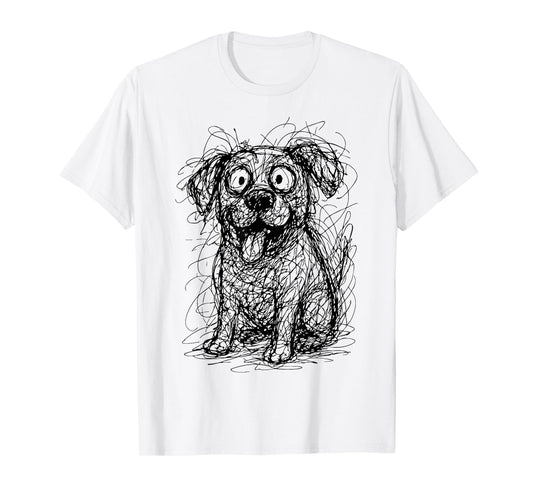Dog Abstract Art Portrait Drawing Whimsical Dog Lovers T-Shirt