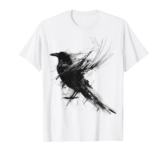Raven Abstract Drawing Animal Art Painting Graphic Raven T-Shirt