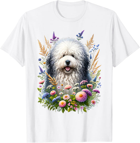 Puli Dog Summer Wildflowers Artwork T-Shirt