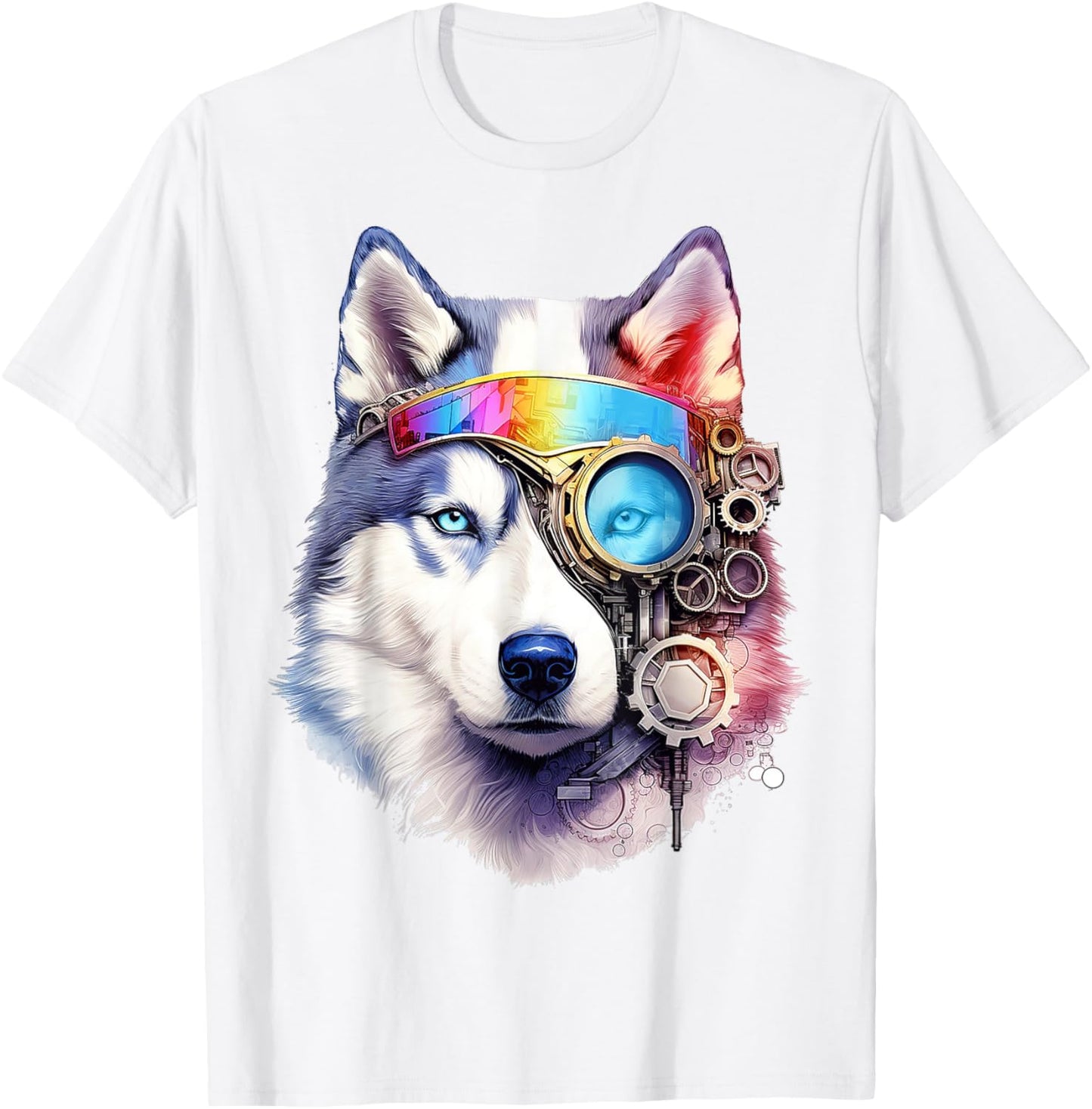 Dog Face Art Illustration Animal Husky Lover Graphic Wolf T-Shirt