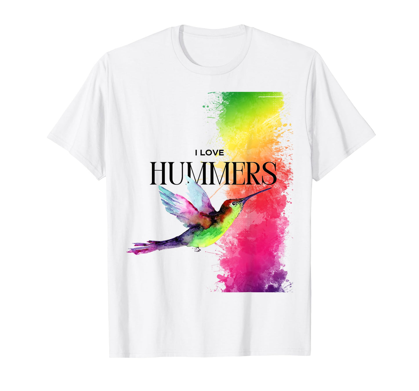 I Love Hummers Watercollor Cute I Love Hummers Bird T-Shirt