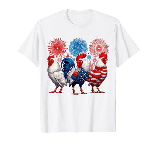 Chicken USA Flag Patriotic Chicken 4th of July T-Shirt