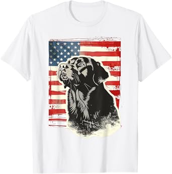 Dog Black Labrador Retriever USA American Flag 4th Of July T-Shirt